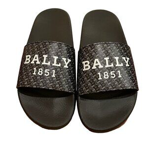 BALLY SABRIO RUBBER LOGO SANDALS SLIDES SHOES - MADE IN ITALY, US 13, 11